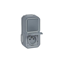 Interrupteur bipolaire Plexo étanche avec prise gris – Sécurité et praticité | LEGRAND