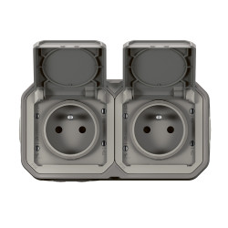 Prise double Plexo étanche grise – Installation facile | LEGRAND