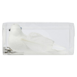 Oiseau en mousse à clipser blanc 2 pièces – Déco Noël | DECORIS

