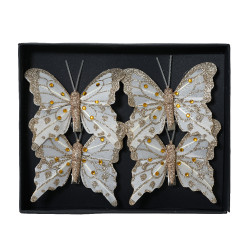 Papillon à clipser doré 4 pièces – Déco Noël | DECORIS

