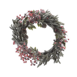 Couronne de Noël givrée Ø 60 cm – Déco festive | DECORIS