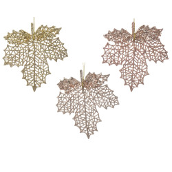 Feuille pailletée 13x14cm – Déco festive | DECORIS

