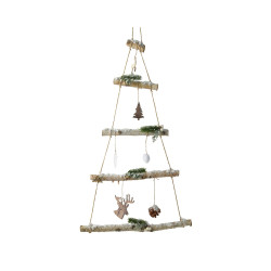 Sapin de Noël en bois suspendu 95 cm – Déco festive