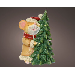 Figurine Souris Sapin Noël LED 16,5cm – Ambiance Magique
