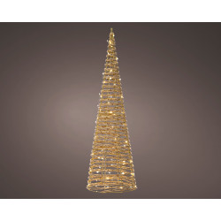 Cône en osier doré LED – Illuminez Noël | LUMINEO