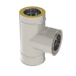Té 90° Inox Double Paroi Poêle à Pellets SANINSTAL Ø 80-130mm | SANINSTAL