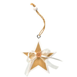 Étoile Bois à Suspendre 8 cm – Déco Noël