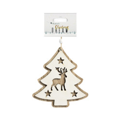 Sapin bois renne à suspendre 13,5 cm – Déco Noël