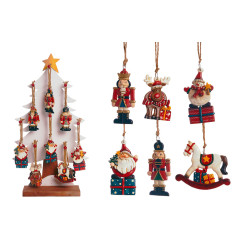 Figurine Noël Bois à Suspendre 8,2 cm – Déco Festive

