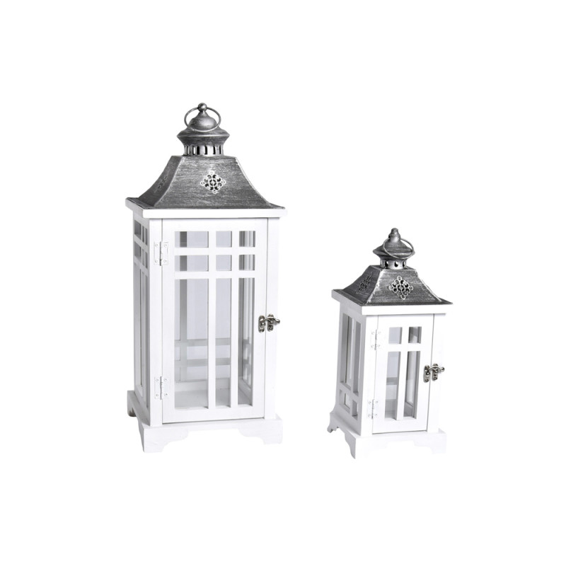 Lanterne Bois Métal Blanche – Déco Noël Élégante