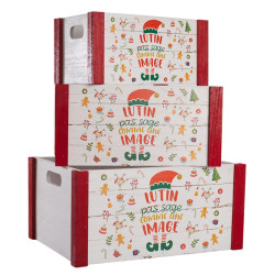 Set de caisses rangement bois Lutin – Déco Noël