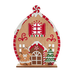 Maison Pain d'Épice Bois 18x23cm – Déco Noël Magique

