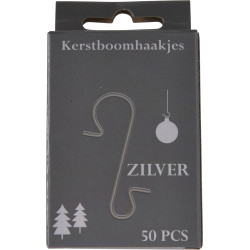 Crochet pour décoration de sapin argenté 50 pièces