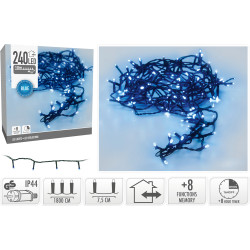 Guirlande LED Bleue 18m – 8 Fonctions 240 Lumières