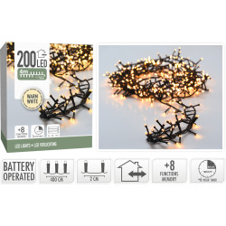 Guirlande LED 200 blanc chaud – 8 fonctions intérieur/extérieur