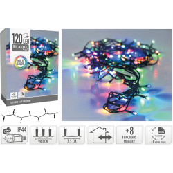 Guirlande LED 120 multicolore 9 m – Festive intérieur/extérieur
