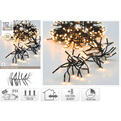Guirlande grappe LED Blanc Chaud – 8 Fonctions 1152 Lumières