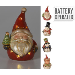 Figurine Noël Porcelaine LED 17cm – Éclat Magique
