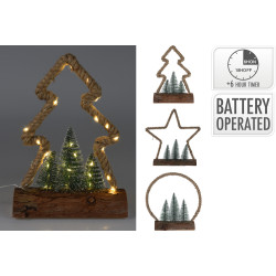 Figurine de Noël en jute LED – Ambiance féerique