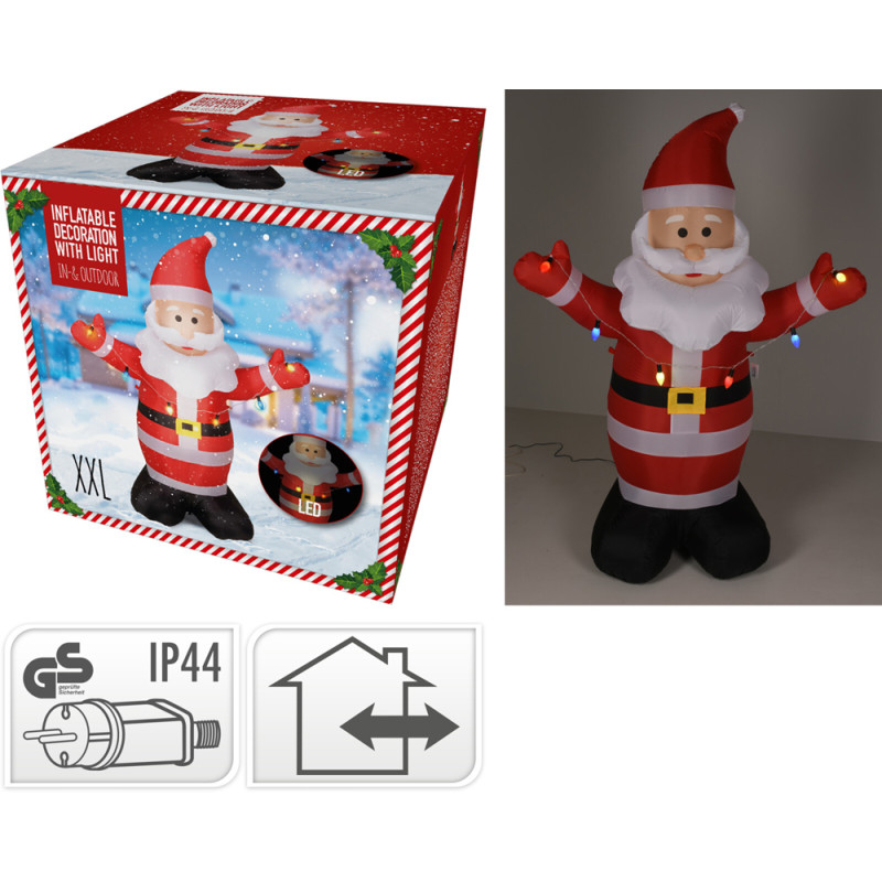 Père Noël Gonflable LED 1,9m – Illuminez votre Noël