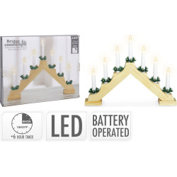 Lustre en bois LED blanc chaud – ambiance festive