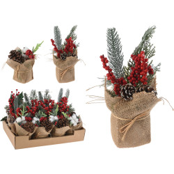 Centre de table avec baies rouges et pommes de pin 20 cm