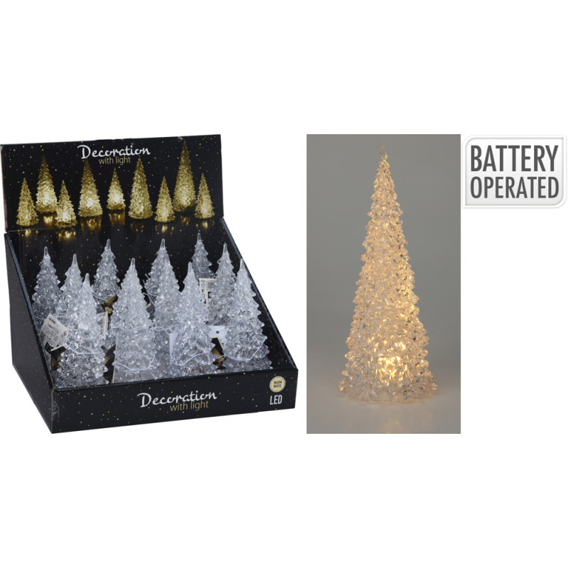 Sapin de Noël en acrylique LED blanc chaud Ø 7 x 17 cm