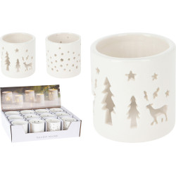 Photophore en porcelaine Ø 6 x 6 cm blanc