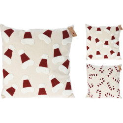 Coussin de Noël blanc et rouge 45 x 45 cm – Ambiance festive