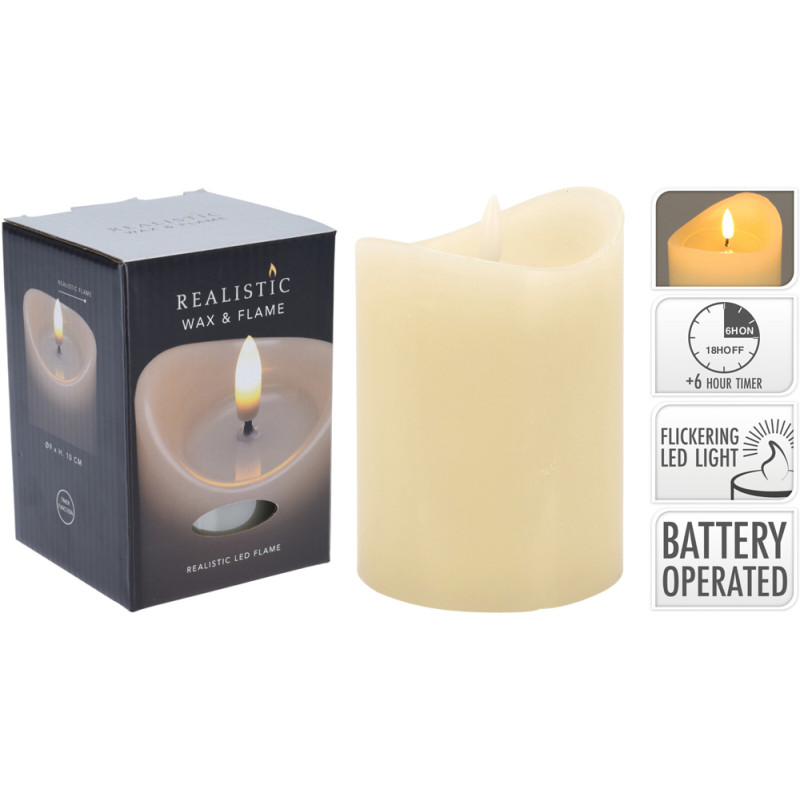 Bougie LED Minuteur Ivoire 9x10cm – Ambiance Douce

