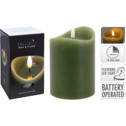 Bougie LED Vert Olive avec Minuteur – Ambiance Douce