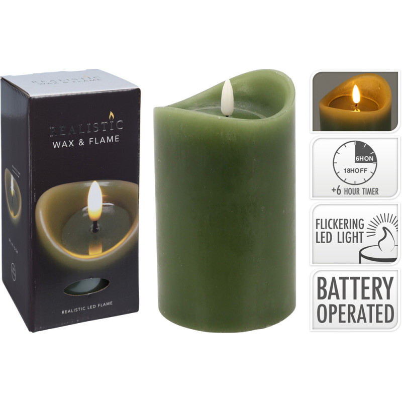 Bougie LED Olive Minuteur 9x15cm – Ambiance Douce

