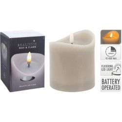 Bougie LED Grise Minuteur 9x10cm – Ambiance Douce