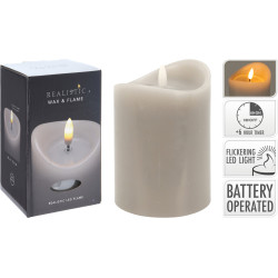 Bougie LED Grise Minuteur Ø 9x12,5cm – Ambiance Sûre