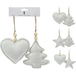 Figurine Noël Velours à Suspendre 2 Pcs – Déco Festive

