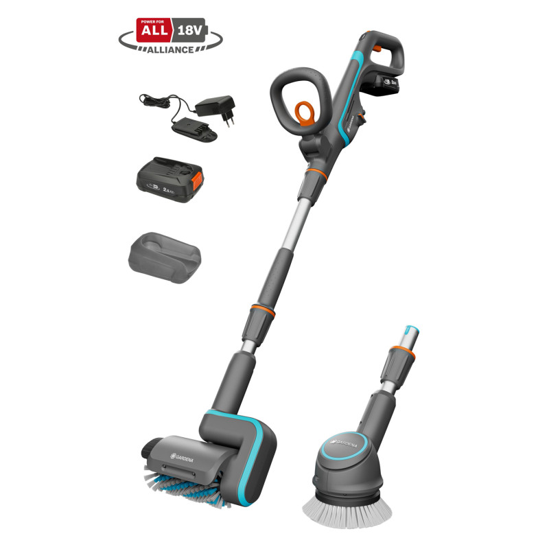 Nettoyeur de terrasse sur batterie AquaBrush Universal 18 V 2,5 Ah GARDENA Nettoyeur de terrasse sur batterie AquaBrush Universal 18 V 2,5 Ah GARDENA