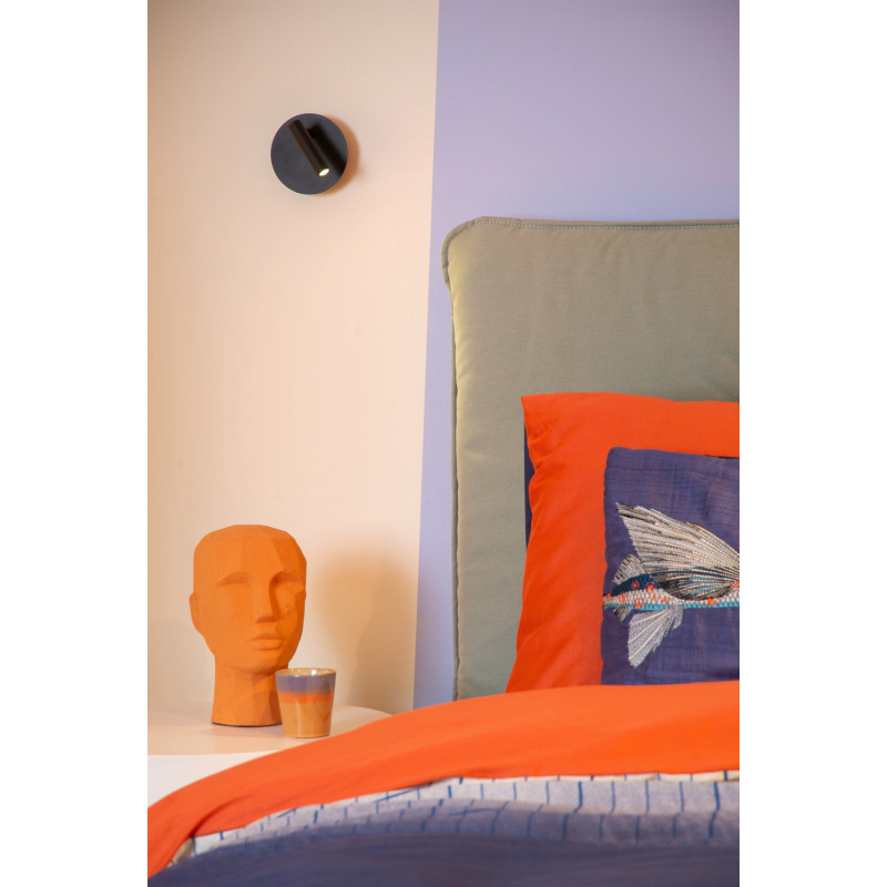 Lampe de chevet murale LED Jolijn sur batterie noire 2 W LUCIDE Lampe de chevet murale LED Jolijn sur batterie noire 2 W LUCIDE
