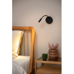 Lampe de chevet murale LED Jolijn sur batterie articulée noire 2 W LUCIDE