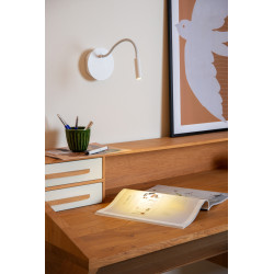 Lampe de chevet murale LED Jolijn sur batterie articulée blanche 2 W LUCIDE