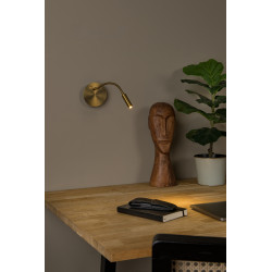 Lampe de chevet murale LED Jolijn sur batterie articulée dorée 2 W LUCIDE Lampe de chevet murale LED Jolijn sur batterie articulée dorée 2 W LUCIDE
