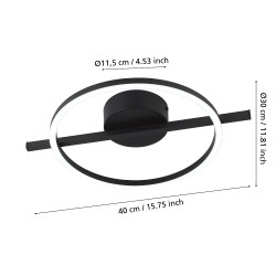 Plafonnier LED Amandolo rond noir RGB 1900 lm 17 W EGLO Plafonnier LED Amandolo rond noir RGB 1900 lm 17 W EGLO