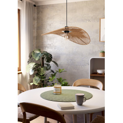 Suspension Siruela noire et papier E27 56 x 40 cm 42 W EGLO Suspension Siruela noire et papier E27 56 x 40 cm 42 W EGLO