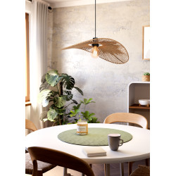 Suspension Siruela noire et papier E27 56 x 40 cm 42 W EGLO Suspension Siruela noire et papier E27 56 x 40 cm 42 W EGLO