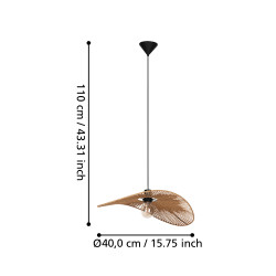 Suspension Siruela noire et papier E27 56 x 40 cm 42 W EGLO Suspension Siruela noire et papier E27 56 x 40 cm 42 W EGLO