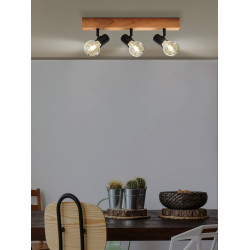 Spot Townshend noir et bois E27 3 x 60 W EGLO