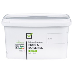 Peinture Blanc Satiné Murs & Boiseries 2,5L – Finition Parfaite
