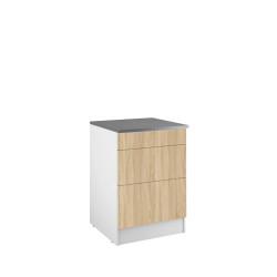 Meuble bas cuisine Eco 3 tiroirs chêne clair – Pratique | RB ACCESS