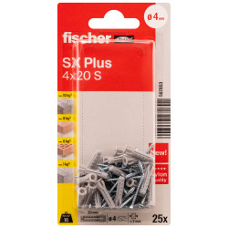 Cheville Expansion SX Plus 4x20mm Fischer – Pack 25 pièces | FISCHER
 Cheville Expansion SX Plus 4x20mm Fischer – Pack 25 pièces | FISCHER