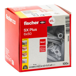 Cheville Expansion SX Plus 6x50mm 100pcs – Fixation Solide | FISCHER
 Cheville Expansion SX Plus 6x50mm 100pcs – Fixation Solide | FISCHER