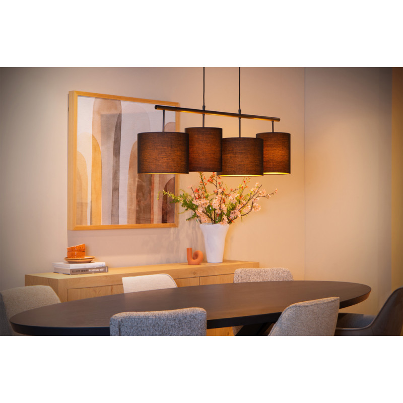 Suspension Maya noire E27 4 x 40 W LUCIDE